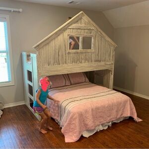 Shabby chic pink white and grey full size comforter with 2 pillow cases